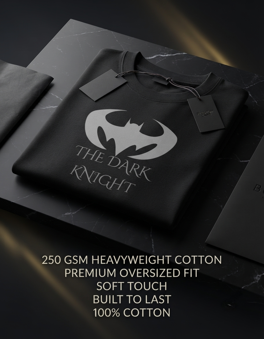 Unisex Oversized Dark Knight Graphic T-Shirt | 100% Cotton Black Tee