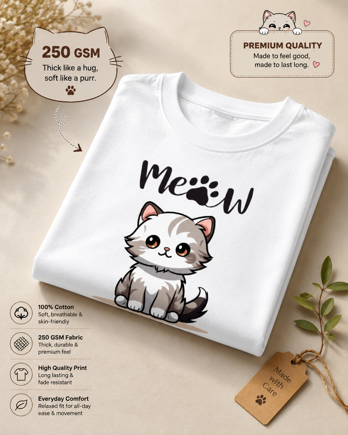 Unisex Oversized Classic meow T-Shirt