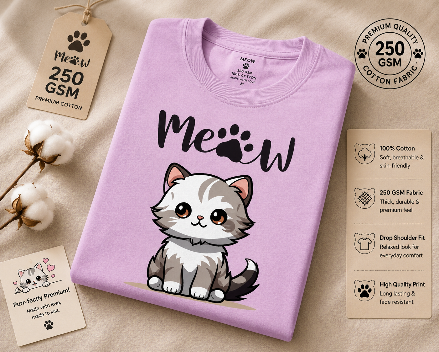 Unisex Oversized Classic meow T-Shirt